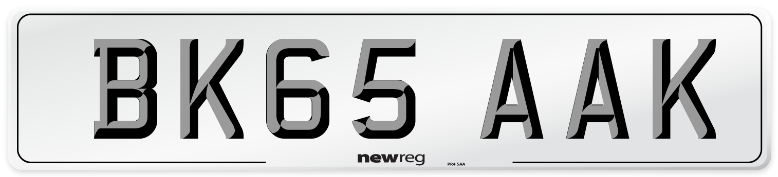 BK65 AAK Number Plate from New Reg